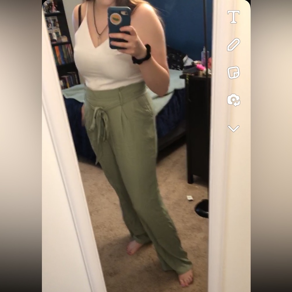 White and green jumpsuit with belt, worn ONCE